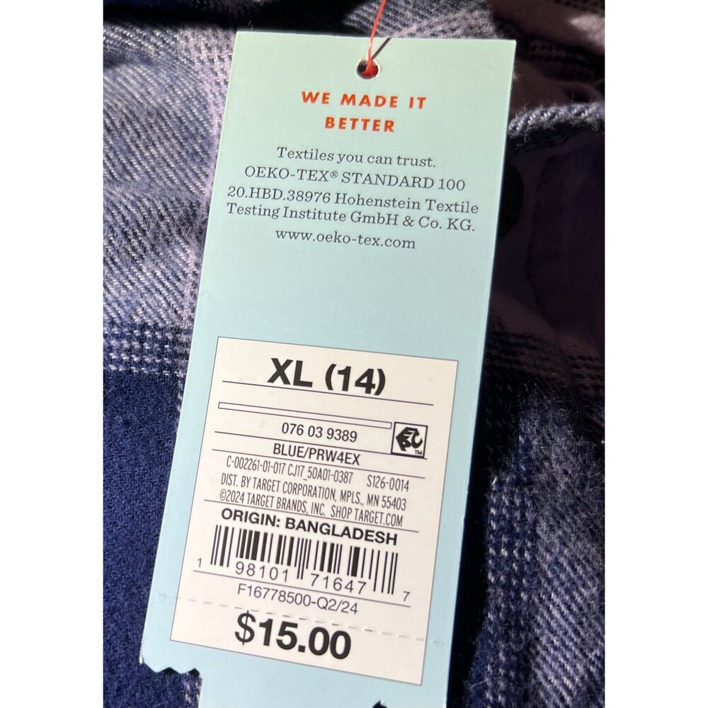 Long Sleeve Flannel Shirt - Size: XL (14) - Picture 3 of 4